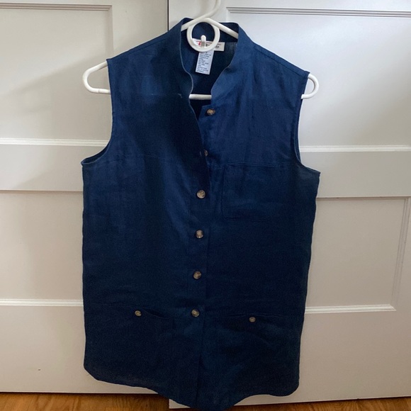 Talbots Tops - Talbots blue long linen shirt